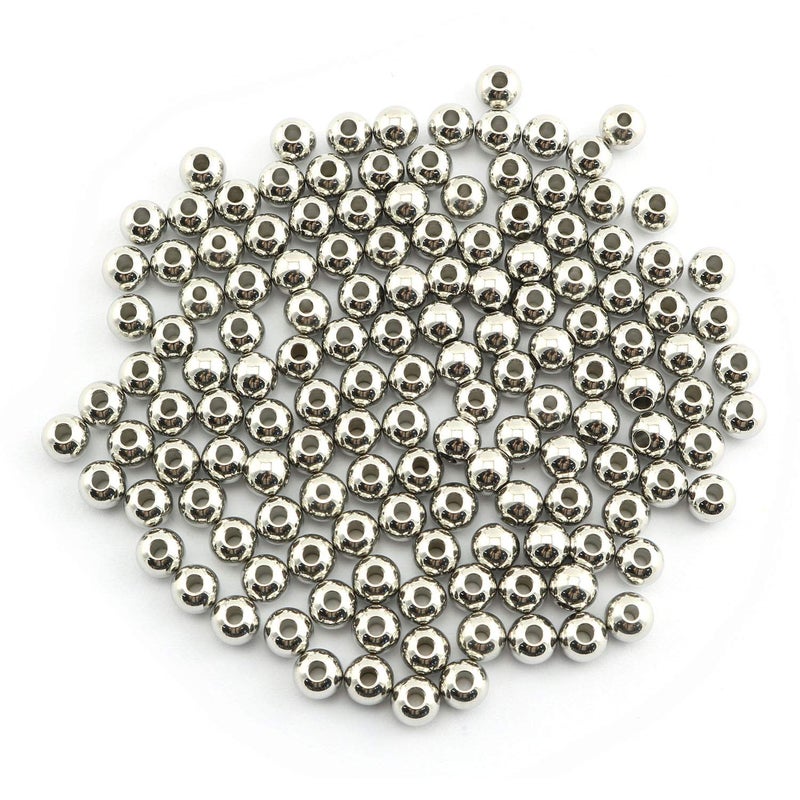 RuiLing 100-Pack 304 Stainless Steel Smooth Round Spacer Beads 2mm Hole,Seamless Loose Beads for Jewelry Making Findings DIY Crafts Accessories 6mm(Silver) - Image 1